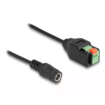 Adaptador DC DeLOCK 2,1 x 5,5 mm jack a regleta de 2 polos 15 cm