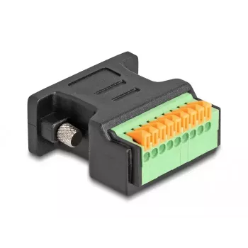 Adaptador DeLOCK D-Sub 9 conector hembra a regleta con pulsador negro