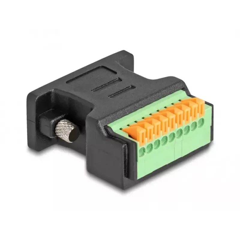Adaptador DeLOCK D-Sub 9 conector hembra a regleta con pulsador negro