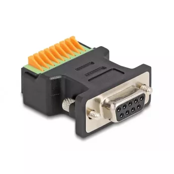 Adaptador DeLOCK D-Sub 9 conector hembra a regleta con pulsador negro
