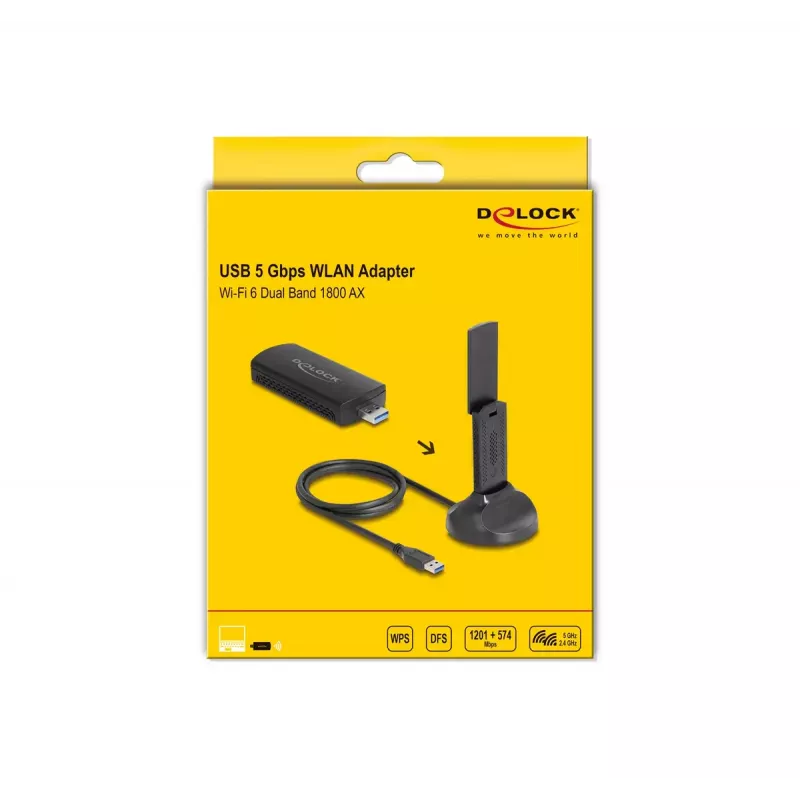 Tarjeta de red WLAN DeLOCK 12771 1201 Mbit/s USB Wi-Fi 6