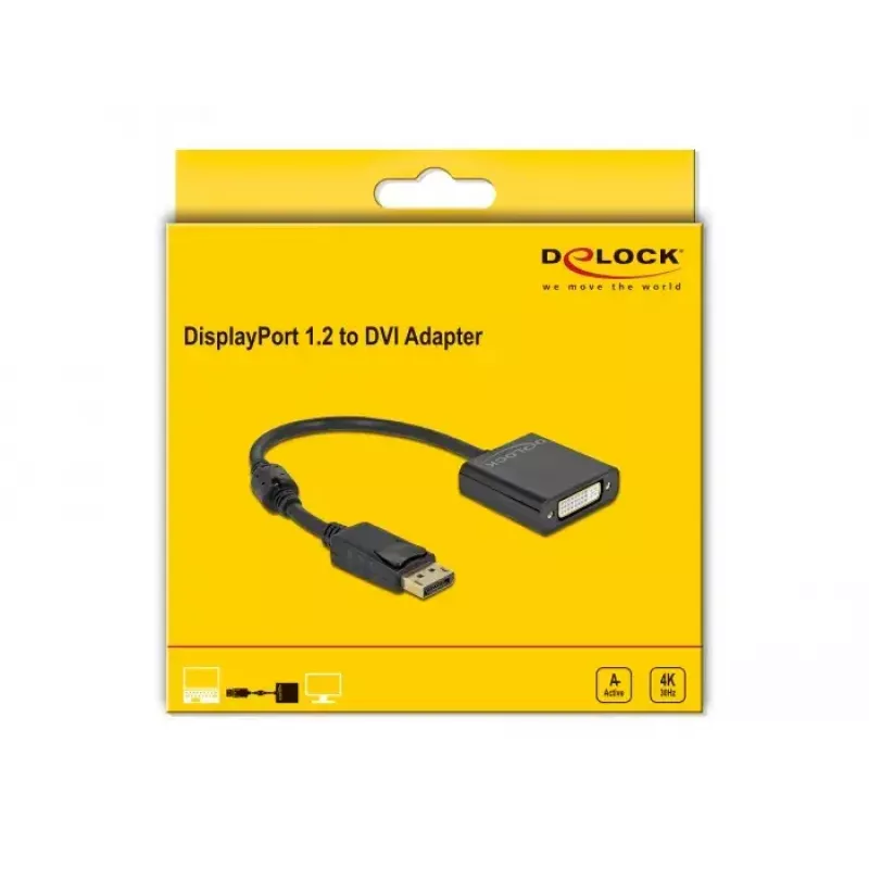 Adaptador DisplayPort 1.2 conector macho a DVI conector hembra 4K activo DeLOCK 63482