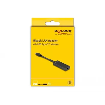 Adaptador de cable DeLOCK 66246 RJ-45 USB C negro 0,09 m
