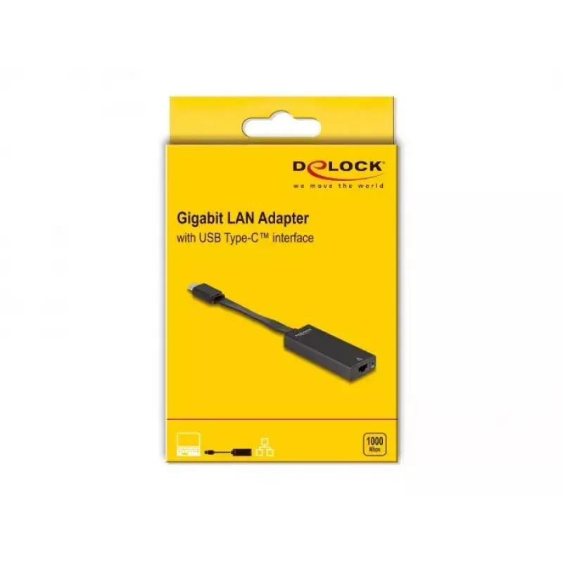 Adaptador de cable DeLOCK 66246 RJ-45 USB C negro 0,09 m