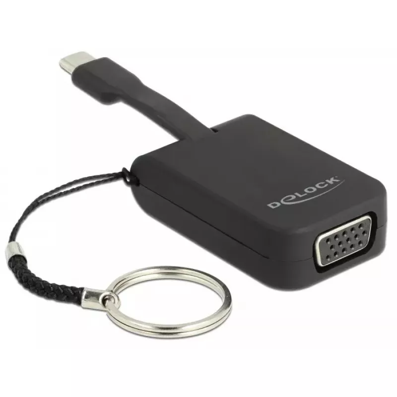 Adaptador de cable de vídeo DeLOCK 63941 USB Type-C a VGA 0,03 m negro