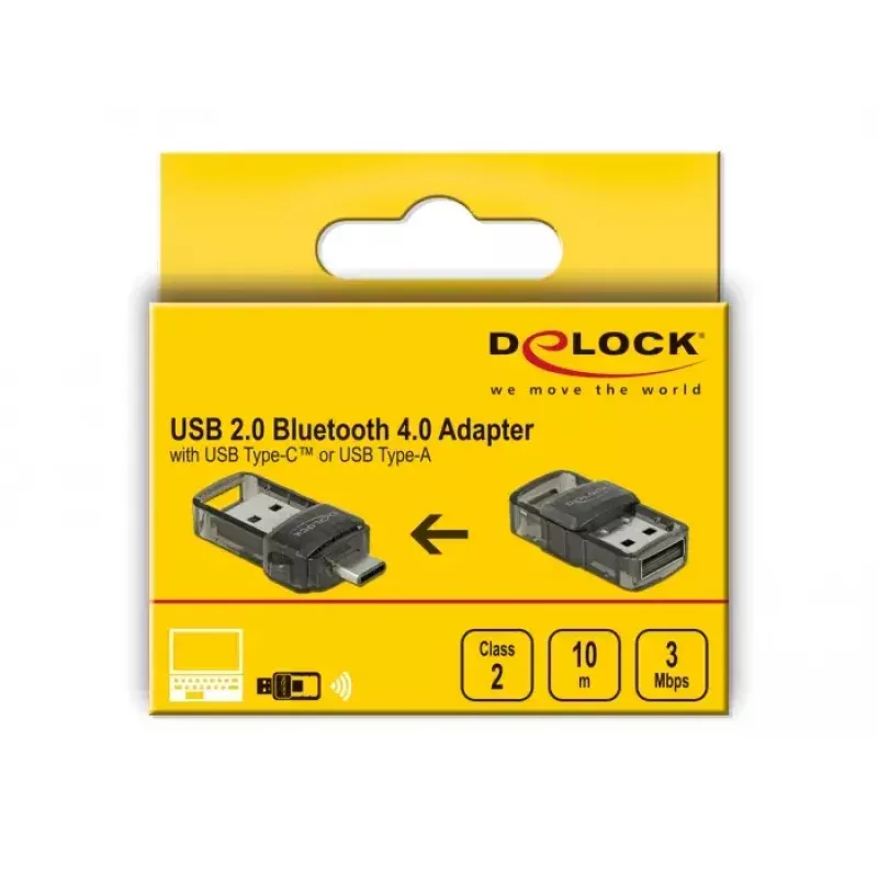 Adaptador Bluetooth DeLOCK USB 2.0 4.0 2 en 1 Type-C Type-A