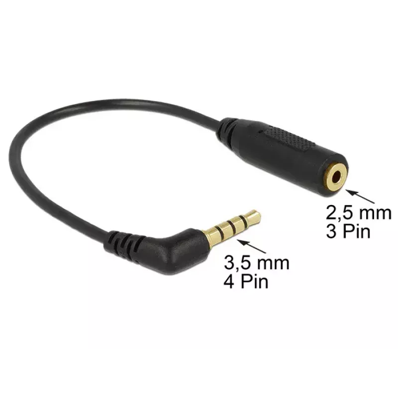 Cable de audio DeLOCK 0,175 m 3,5 mm/2,5 mm negro