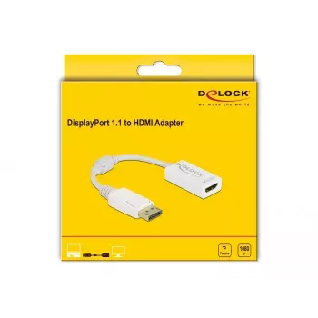 Adaptador DisplayPort 1.1 macho a HDMI hembra pasivo blanco DeLOCK 61015