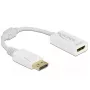 Adaptador DisplayPort 1.1 macho a HDMI hembra pasivo blanco DeLOCK 61015
