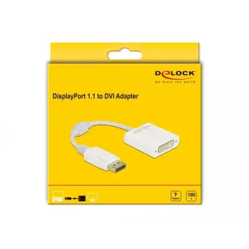 Adaptador DisplayPort 1.1 conector macho a DVI conector hembra pasivo blanco DeLOCK 61010