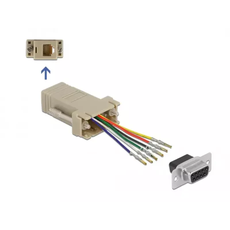 Kit de montaje D-Sub 9 polos conector hembra a RJ12 6P/6C DeLOCK 66759