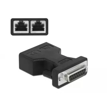 Adaptador DeLOCK D-Sub 15 pines hembra a 2 x RJ45 hembra AUI 66806