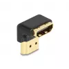 Adaptador HDMI DeLOCK conector macho a conector hembra 90° hacia abajo 8K 60 Hz metal