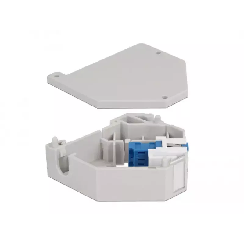 Módulo Keystone DELOCK 87189 — LC a LC dúplex, colores azul/gris/blanco, 60,1×59,4×21,6 mm