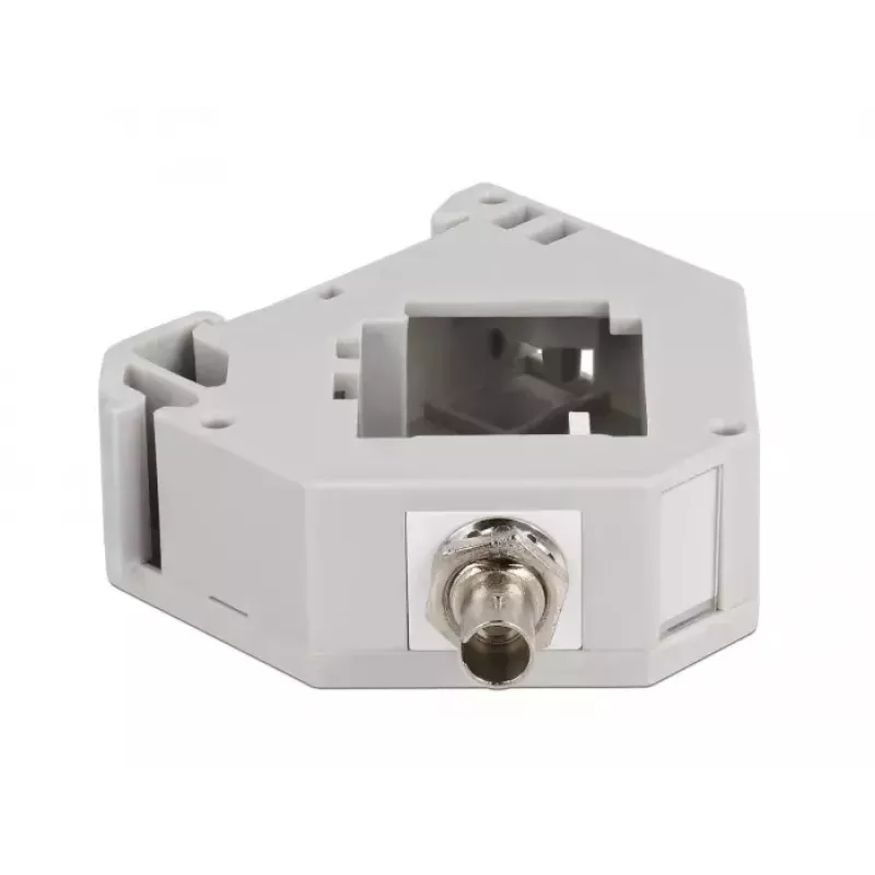 Adaptador para carril DIN DeLOCK ST simplex conector hembra a ST simplex conector hembra gris