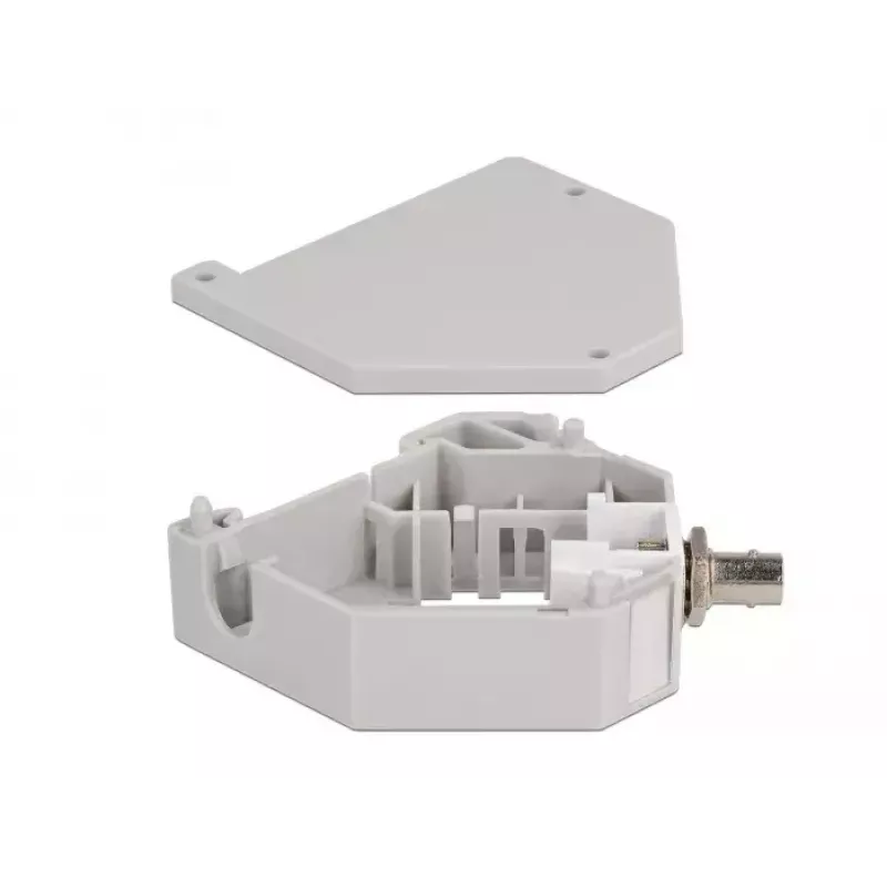 Adaptador para carril DIN DeLOCK ST simplex conector hembra a ST simplex conector hembra gris