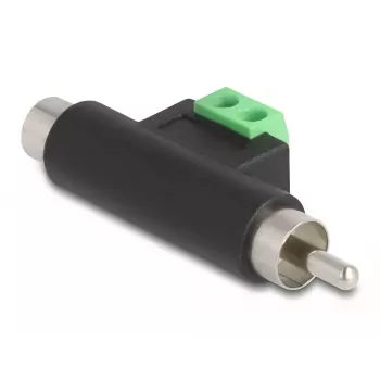 Adaptador DeLOCK conector macho RCA y conector hembra RCA a regleta de bornes 66056
