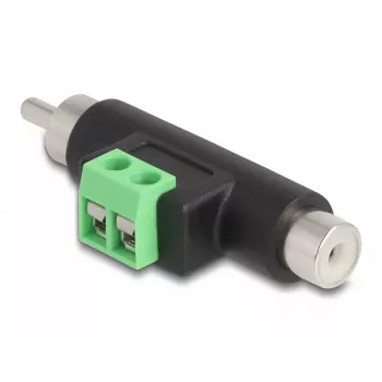 Adaptador DeLOCK conector macho RCA y conector hembra RCA a regleta de bornes 66056