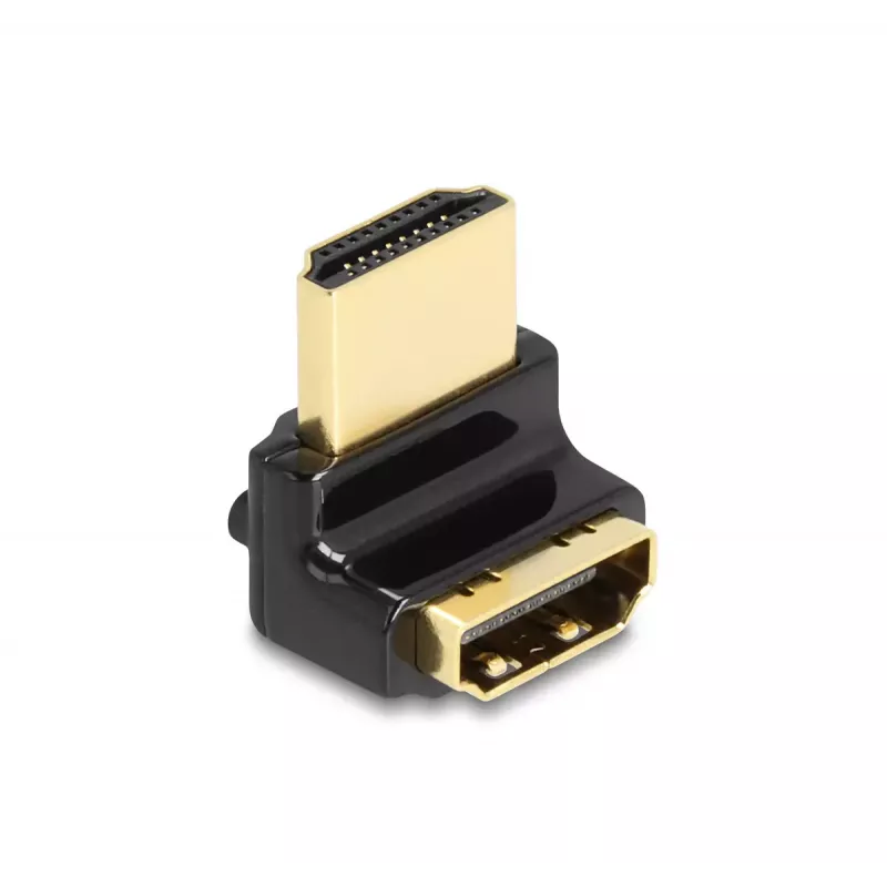Adaptador HDMI DeLOCK conector macho a conector hembra 90° hacia arriba 8K 60 Hz metal