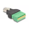 Adaptador DeLOCK conector macho RJ50 a regleta de bornes con pulsador, regleta de bornes de 11 pines