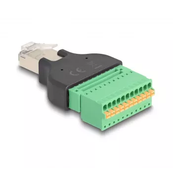 Adaptador DeLOCK conector macho RJ50 a regleta de bornes con pulsador, regleta de bornes de 11 pines
