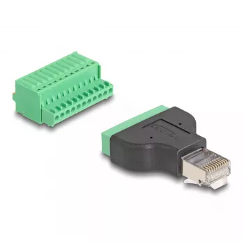 Adaptador DeLOCK conector macho RJ50 a regleta de bornes con pulsador, regleta de bornes de 11 pines