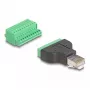 Adaptador DeLOCK conector macho RJ50 a regleta de bornes con pulsador, regleta de bornes de 11 pines