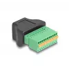 Adaptador DeLOCK conector hembra RJ50 a regleta de bornes con pulsador, regleta de bornes de 11 pines