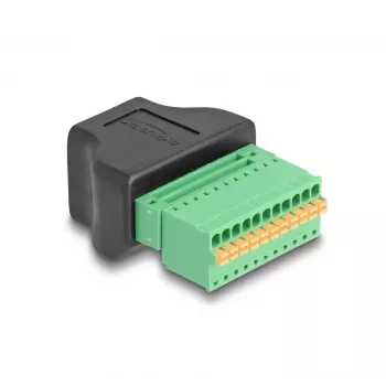 Adaptador DeLOCK conector hembra RJ50 a regleta de bornes con pulsador, regleta de bornes de 11 pines