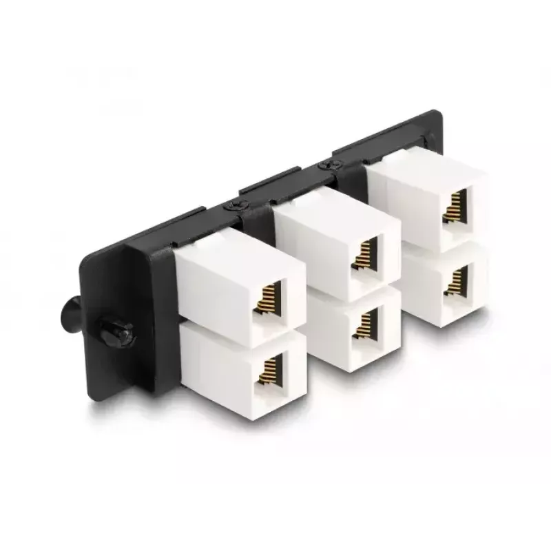 Panel adaptador Keystone DeLOCK 6 puertos negro plano RJ-45