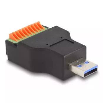 Adaptador DeLOCK USB 3.2 Gen 1 Type-A macho a regletas de conexión con botón pulsador