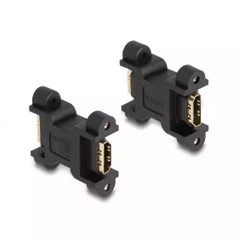 Adaptador HDMI DeLOCK hembra a hembra con fijación por tornillos 66068 negro