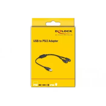 Cable DeLOCK 61061 PS/2 0,43 m 2x 6 pines Mini-DIN USB A negro