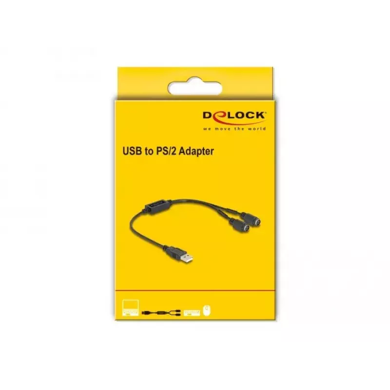 Cable DeLOCK 61061 PS/2 0,43 m 2x 6 pines Mini-DIN USB A negro