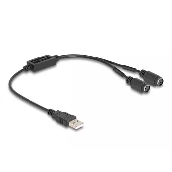 Cable DeLOCK 61061 PS/2 0,43 m 2x 6 pines Mini-DIN USB A negro