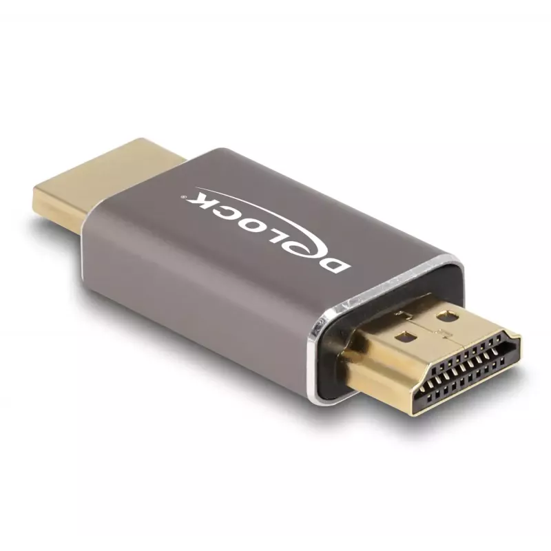 Adaptador HDMI DeLOCK macho a macho 8K 60 Hz gris metal
