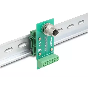 Adaptador de módulo de transferencia DeLOCK M12 8 polos codificado A conector hembra a regleta de bornes de 9 polos