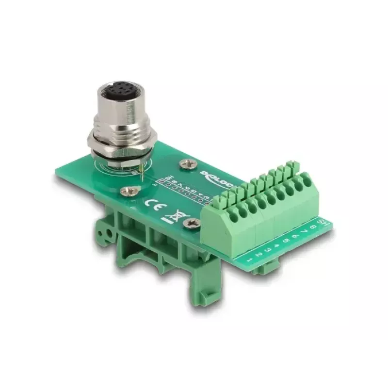 Adaptador de módulo de transferencia DeLOCK M12 8 polos codificado A conector hembra a regleta de bornes de 9 polos