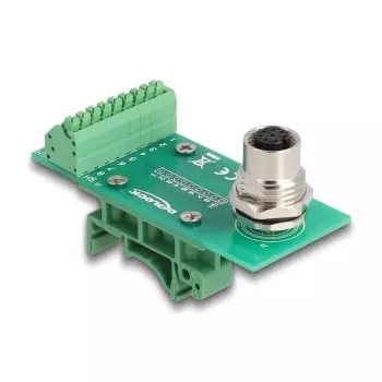 Adaptador de módulo de transferencia DeLOCK M12 8 polos codificado A conector hembra a regleta de bornes de 9 polos