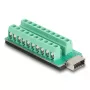 Cable Gender Changer DELOCK 67189 — USB Type-E Key A a regleta de 20 pines, negro/verde