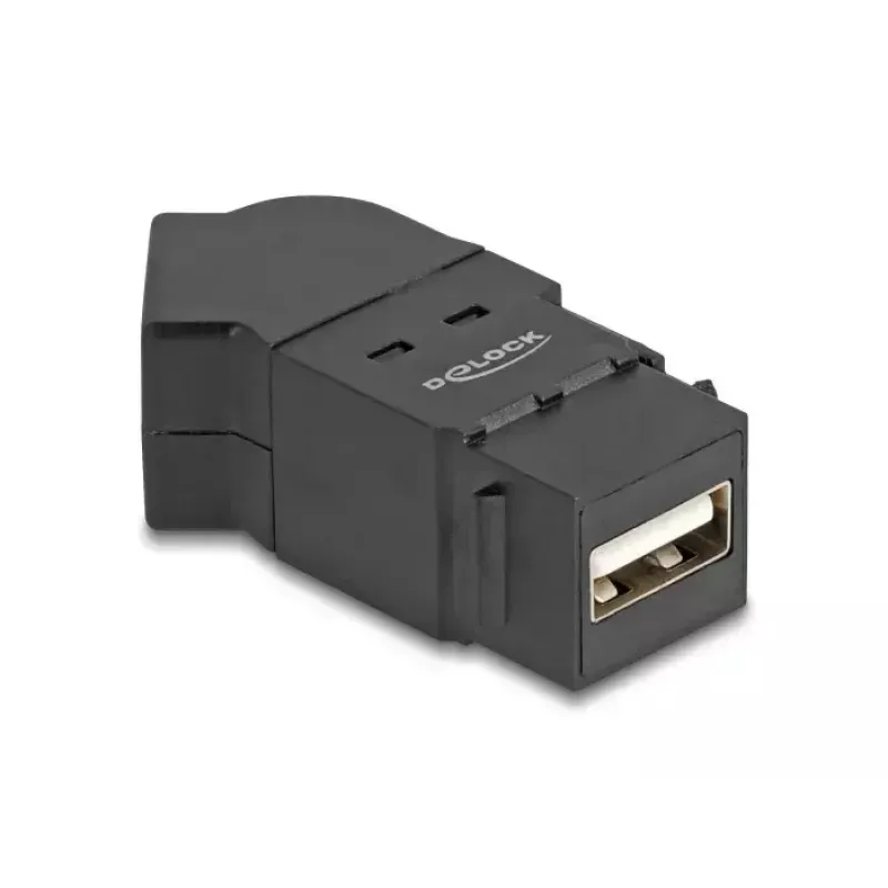 DeLOCK USB 2.0 conector hembra empotrable Type-A a conector hembra Type-A 45° en ángulo negro