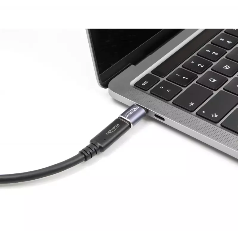 Adaptador USB DeLOCK 40 Gbit/s USB Type-C PD 3.1 240 W conector macho a conector hembra Portsaver 8K 60 Hz metal