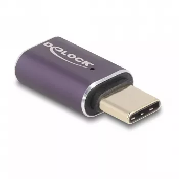 Adaptador USB DeLOCK 40 Gbit/s USB Type-C PD 3.1 240 W conector macho a conector hembra Portsaver 8K 60 Hz metal