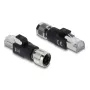 Adaptador M12 codificado X de 8 pines hembra a RJ45 macho, DELOCK 90834, contactos dorados, negro