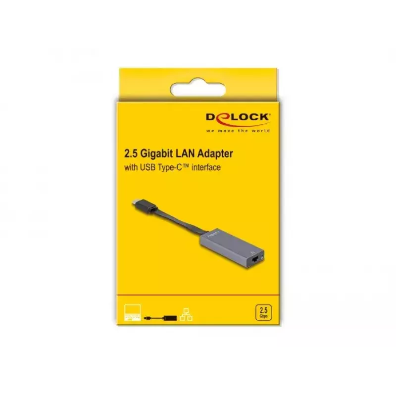 DeLOCK 66248 Adaptador de cable RJ-45 USB C gris 0,09m