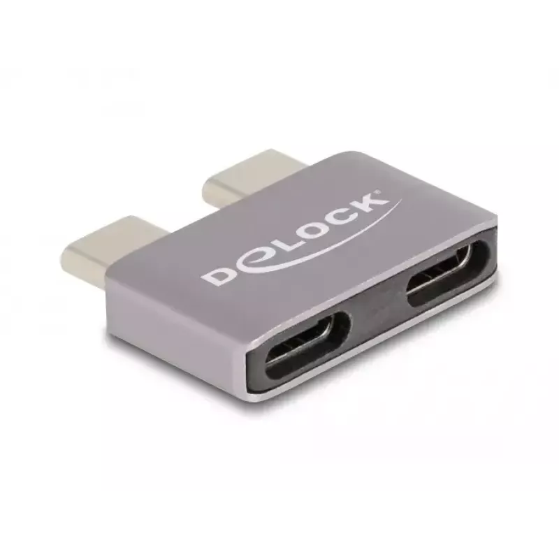 DeLOCK Adaptador USB 40 Gbps USB Type-C 2 x conector macho a 2 x conector hembra Portsaver Metal