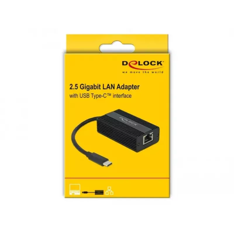DeLOCK 65990 adaptador de USB Type-C a LAN de 2,5 Gigabit, negro
