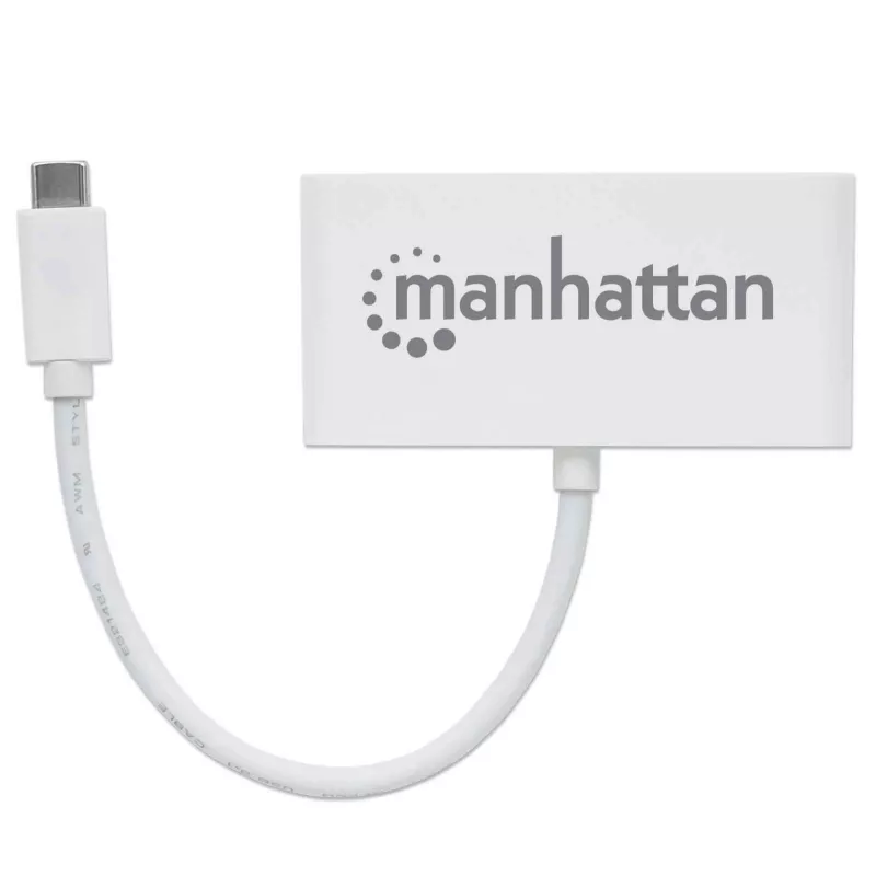 Manhattan 163552 hub USB 3.0, 4 puertos (3x USB-A, 1x USB-C), con puerto USB-C Power Delivery