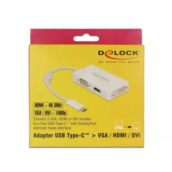 Adaptador de vídeo DeLOCK 63924 USB Type-C 3840x2160 60Hz Blanco