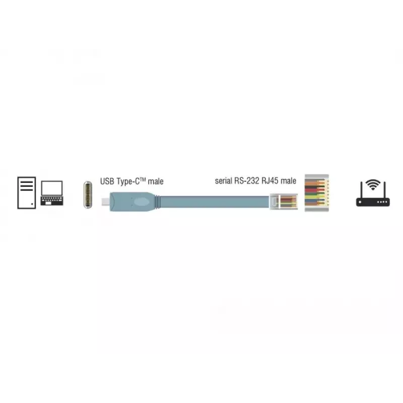 Cable serie DeLOCK 89893 USB 2.0 Type-C a RJ45 gris 1 m